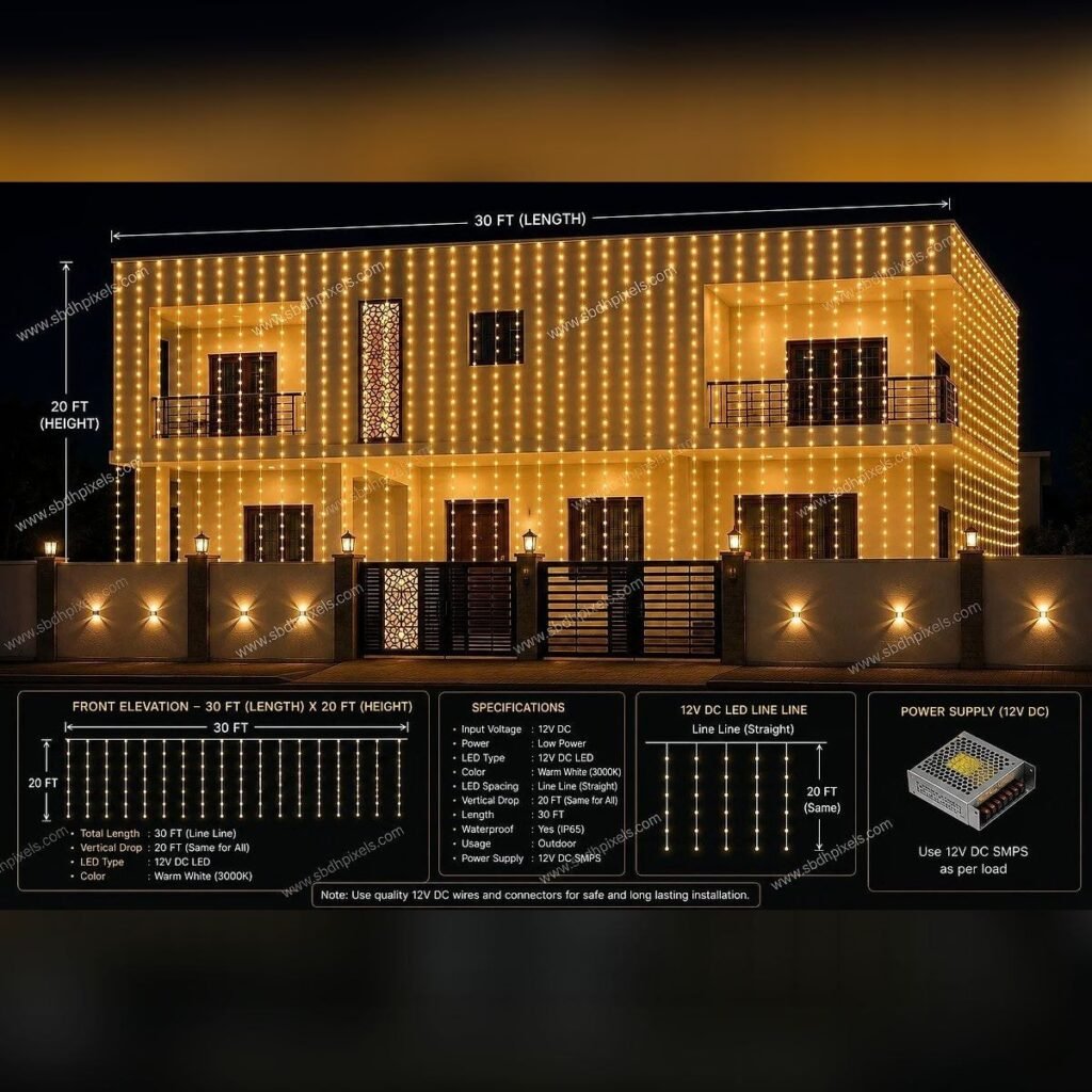 20x30 Ft 12V Warm White Thoran for Buildings