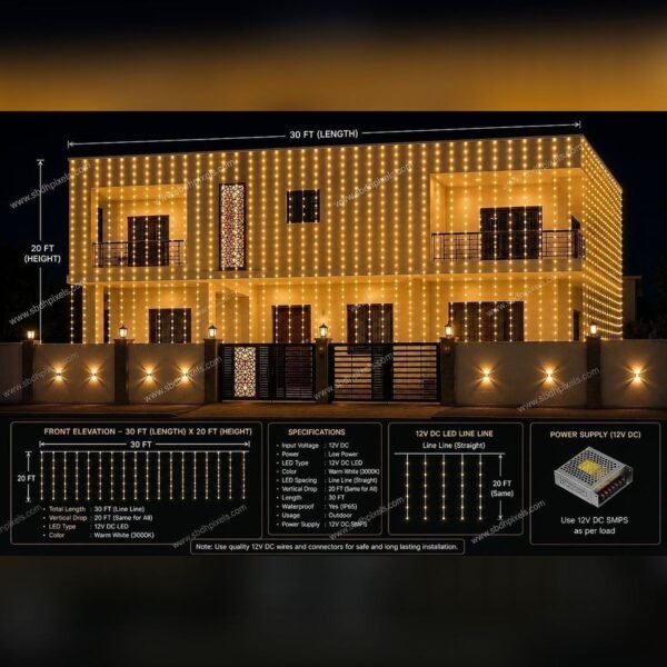 20x30 Ft 12V Warm White Thoran for Buildings